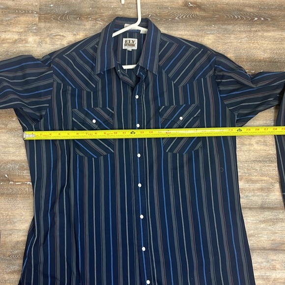 Men’s Ely Cattleman striped pearl snap long sleeve shirt Tall Man XLT - Picture 10 of 11